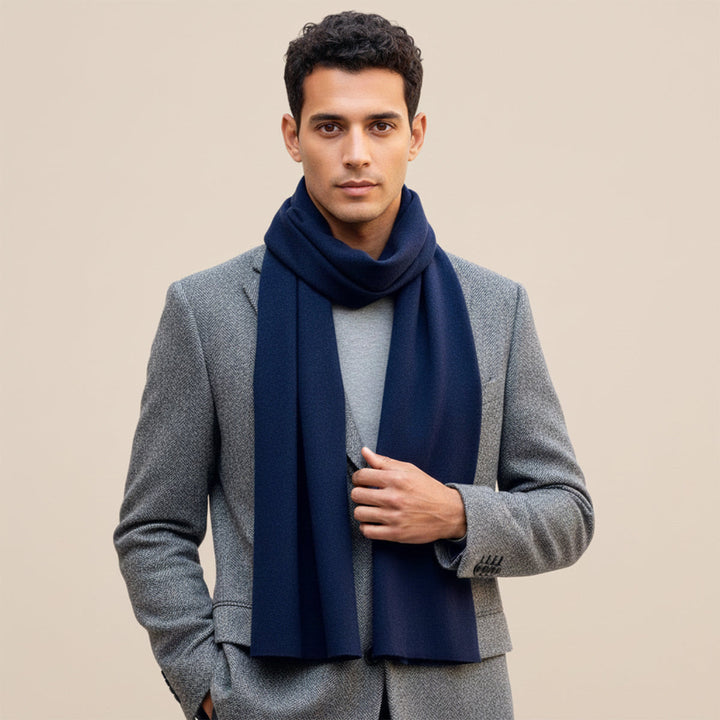 Montmartre kashmir-merino-tørklæde til mænd - marineblå