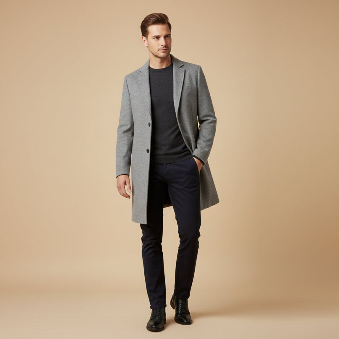Freja Andersen | Herre Elegant uld lang vinter stilren frakke