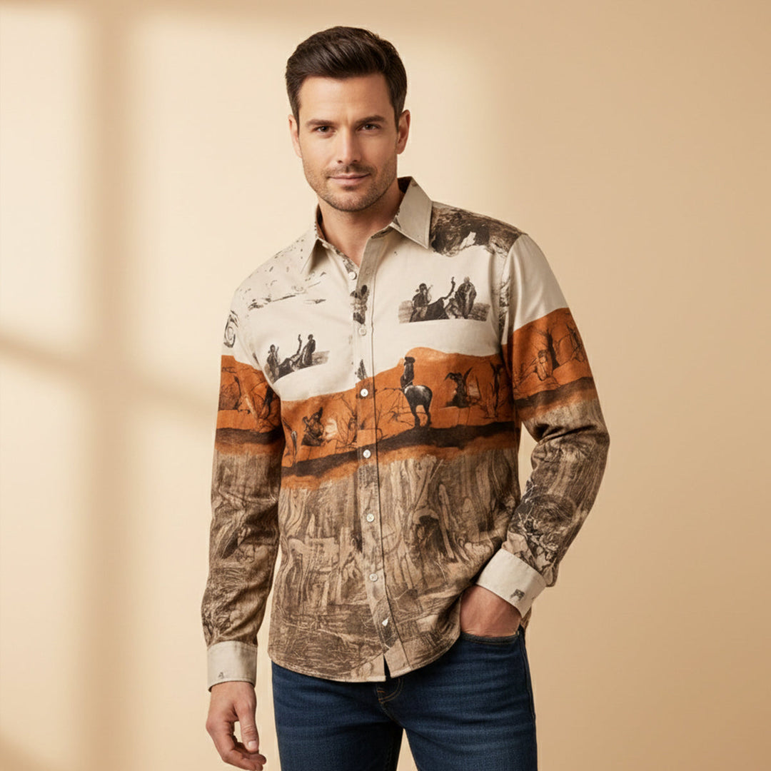 Freja Andersen | Herre Two-Tone Patchwork Western trendy denim skjorte