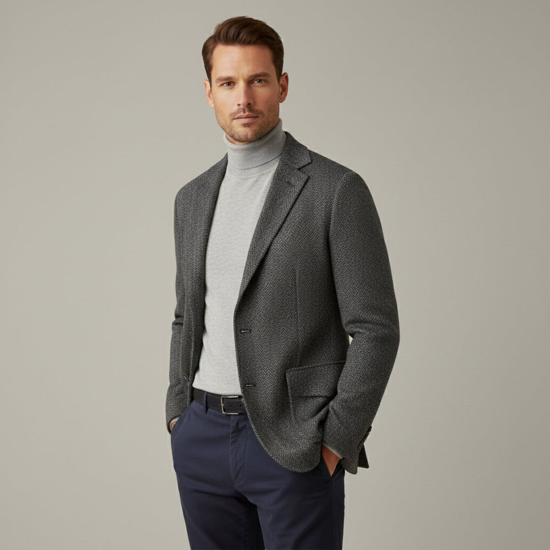 Freja Andersen | Herre enkeltknappet uld sildeben tweed blazer