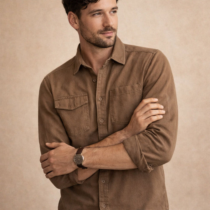 Freja Andersen | Herre bomuld Washed Canvas skjortejakke