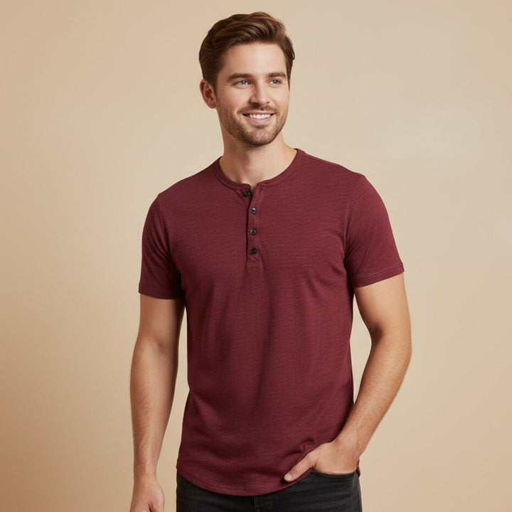 Freja Andersen | Herre afslappet Henley krave sommer T-skjorte