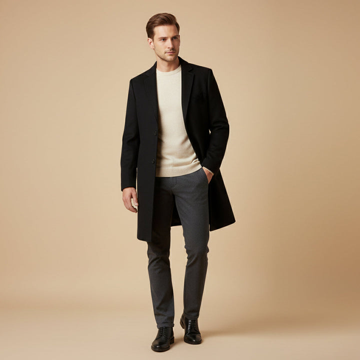 Freja Andersen | Herre Elegant uld lang vinter stilren frakke