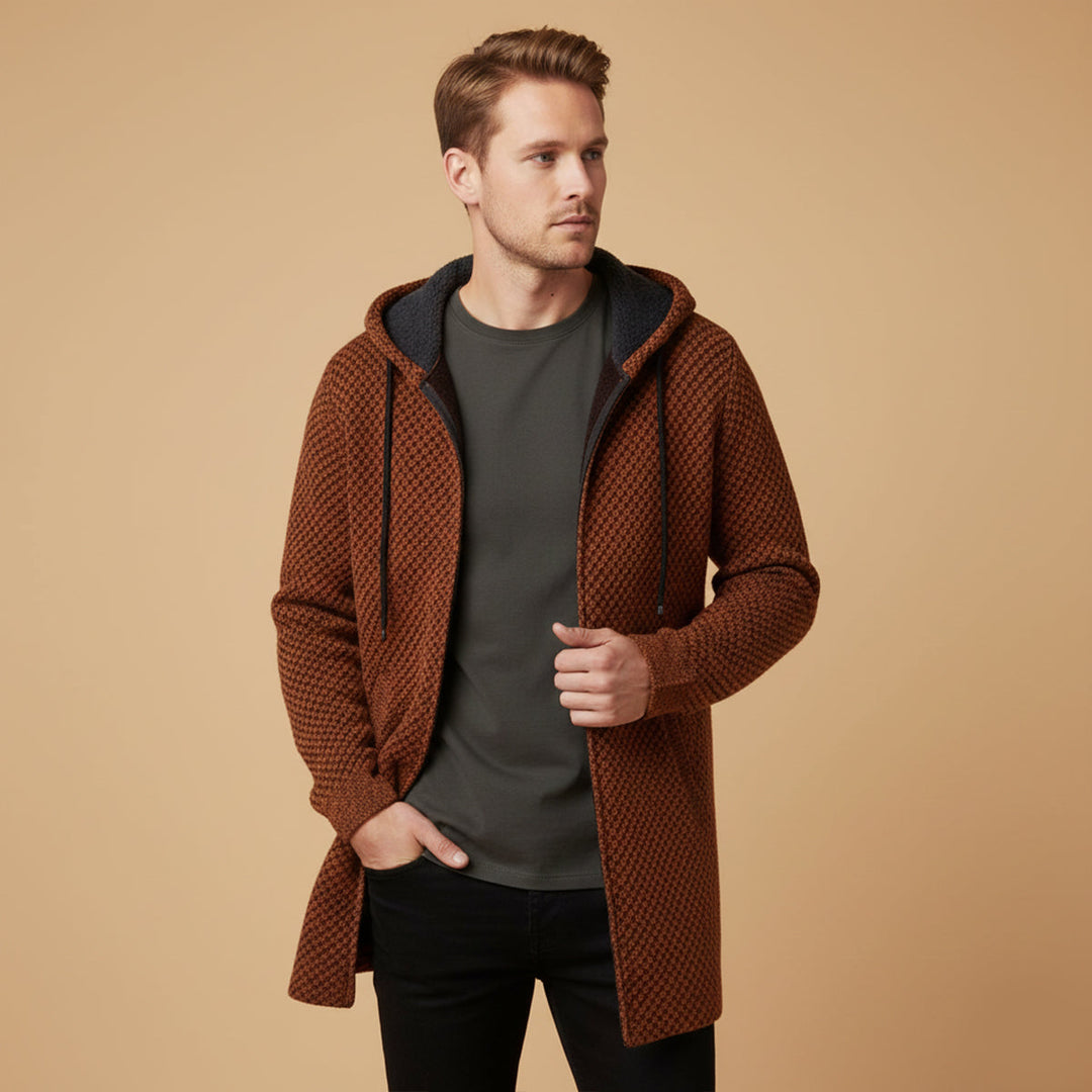 Copenhagen med hætte strik cardigan - herre Longline afslappet frakke