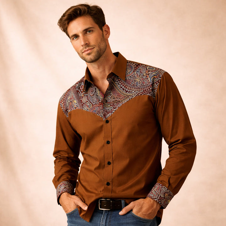 Briarstone Park herre Two Tone Patchwork Western let denim skjorte