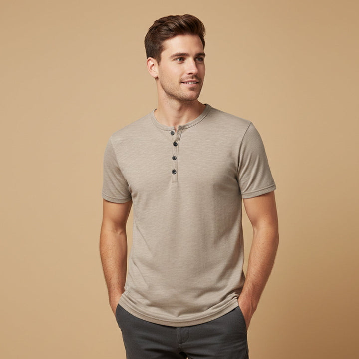 Freja Andersen | Herre afslappet Henley krave sommer T-skjorte