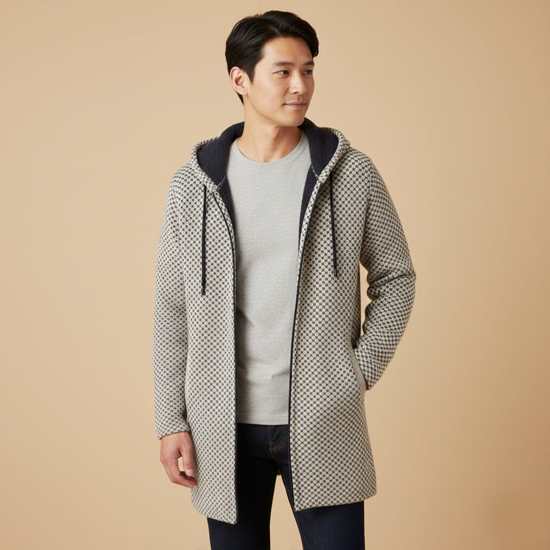 Copenhagen med hætte strik cardigan - herre Longline afslappet frakke
