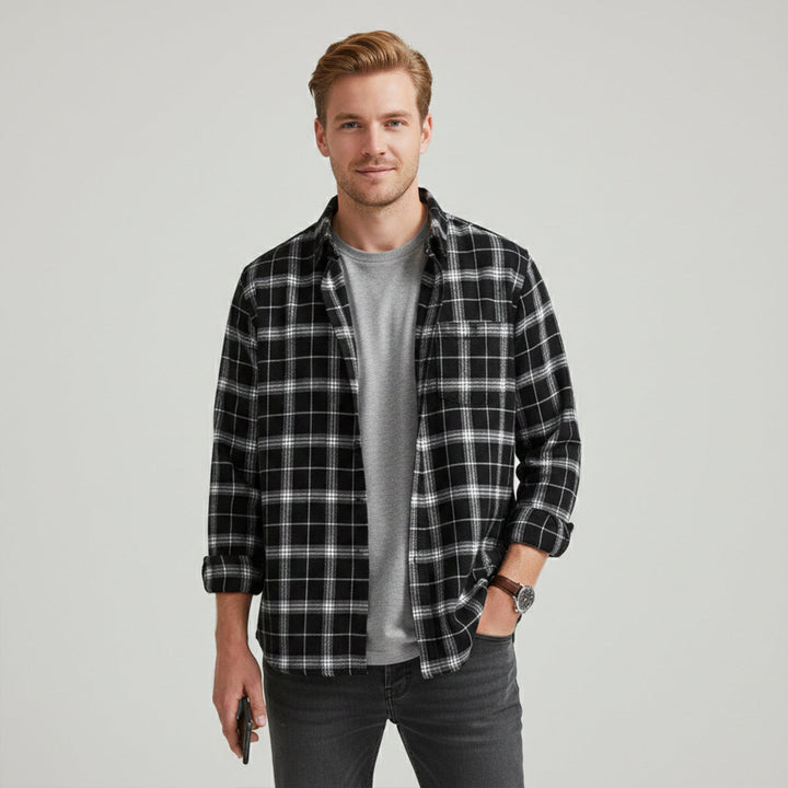 Freja Andersen | Herre løs pasform afslappet Retro Plaid skjorte