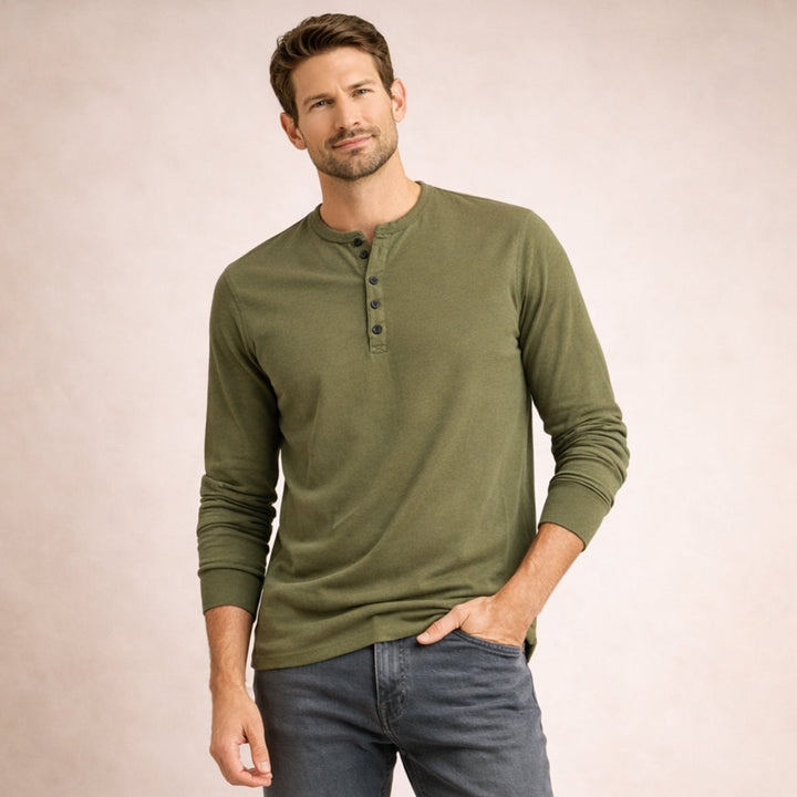 Meadowcrest Hill herre åndbar bomuld Blend Henley skjorte