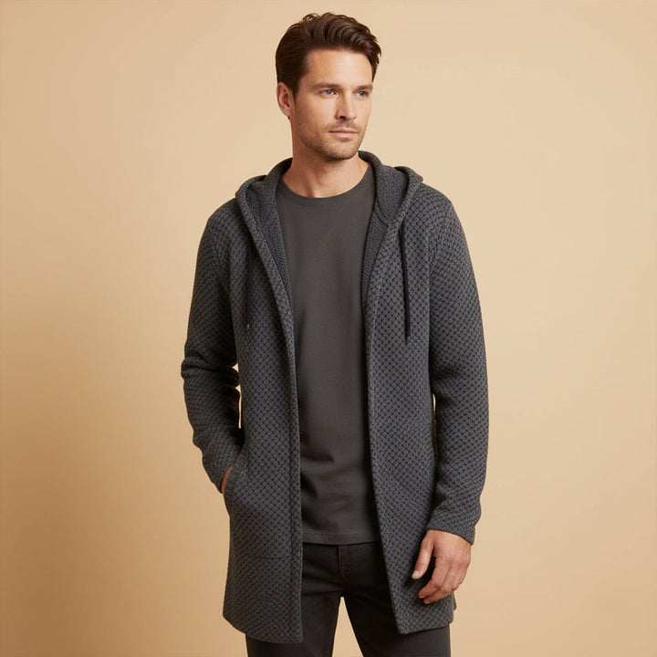 Copenhagen med hætte strik cardigan - herre Longline afslappet frakke