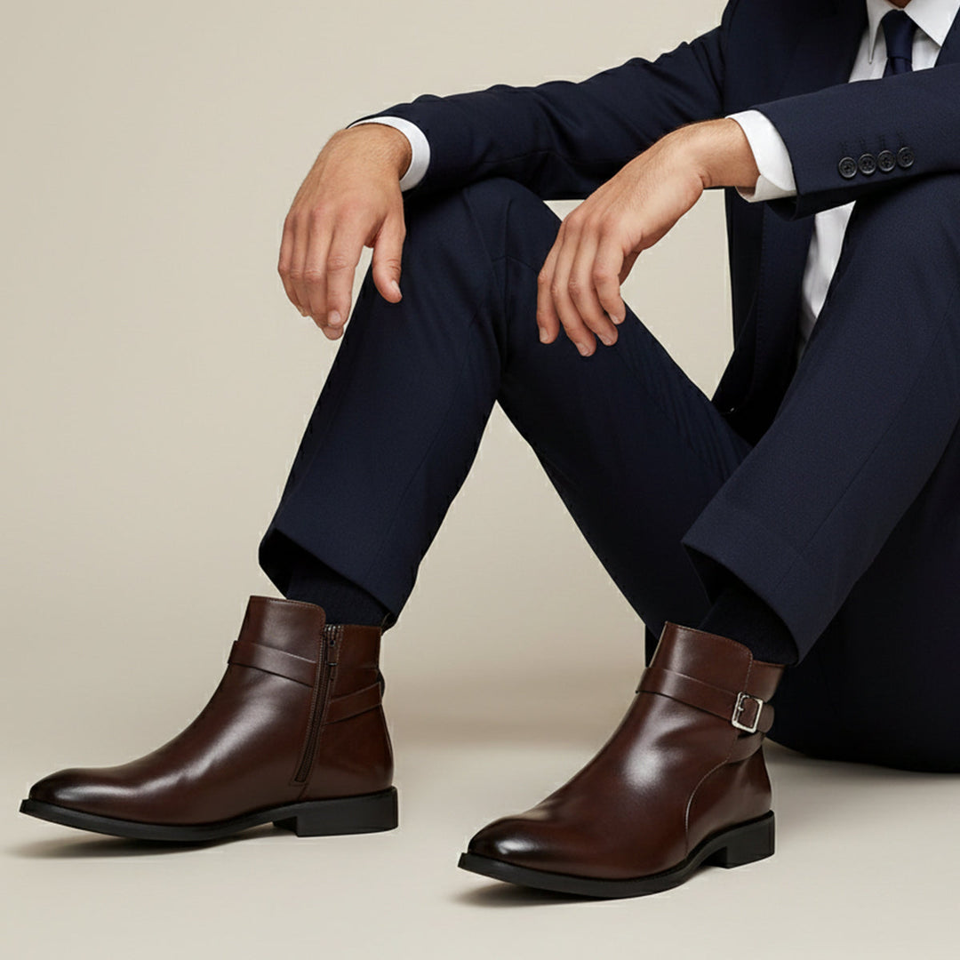 Franciacorta | Herre læder Ankle støvler med Side Zip & Non Slip Sole