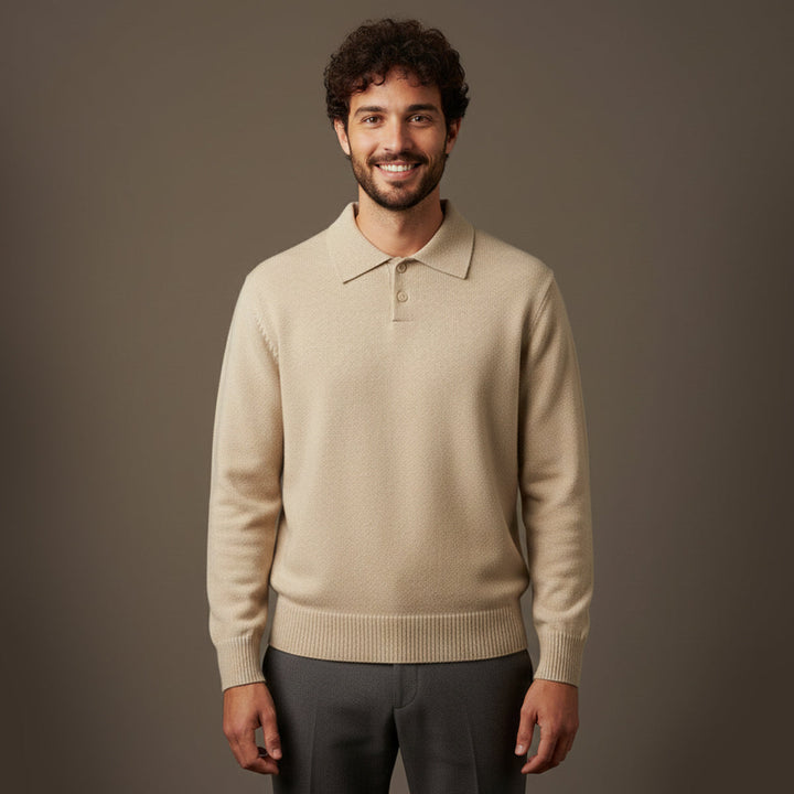Four Seasons herre kashmir knappet polo strik trøje
