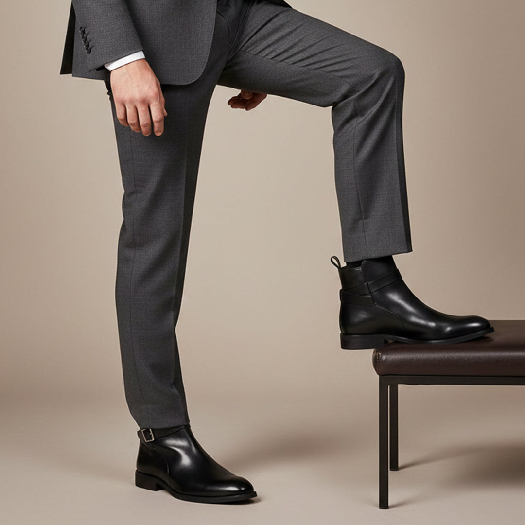 Franciacorta | Herre læder Ankle støvler med Side Zip & Non Slip Sole