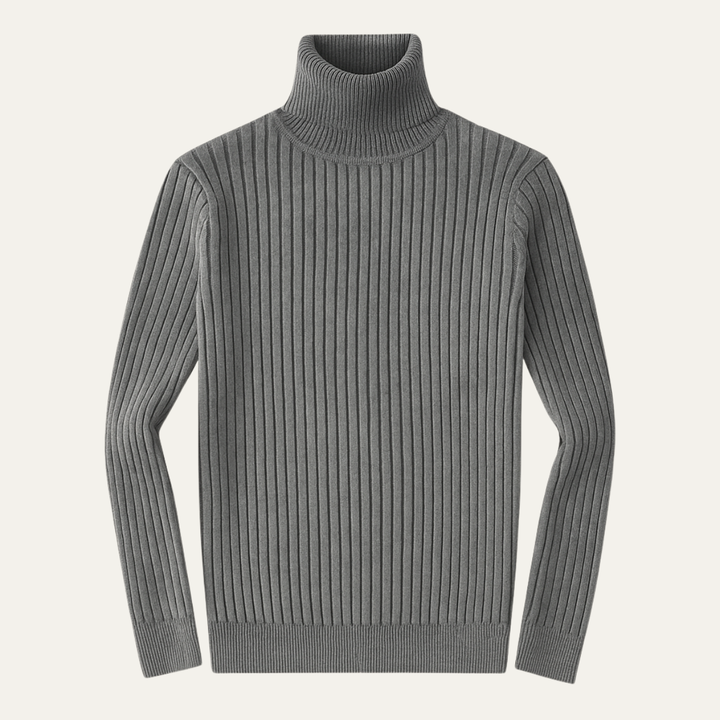 Freja Andersen | Herre slim fit rullekrave ribstrikket trøje